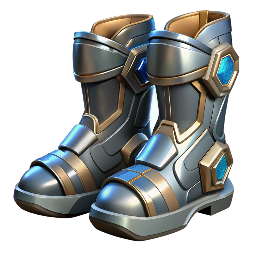 serene minimalist Futuristic boots, armored, metallic accents original png