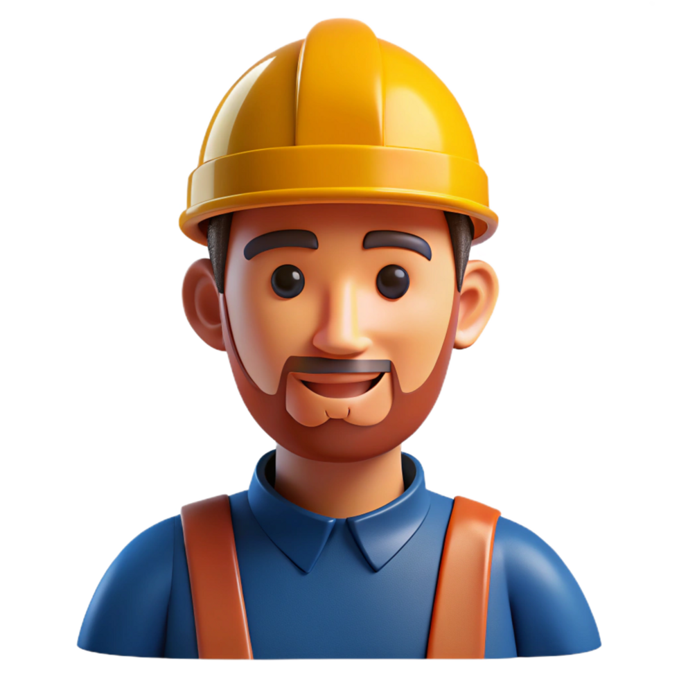 magnificent minimalist Construction worker with hard hat, builder portrait, 4K png