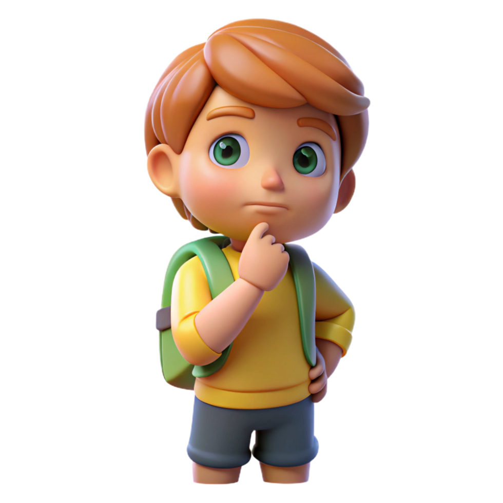 magnificent artistic Thoughtful child with backpack detailed png