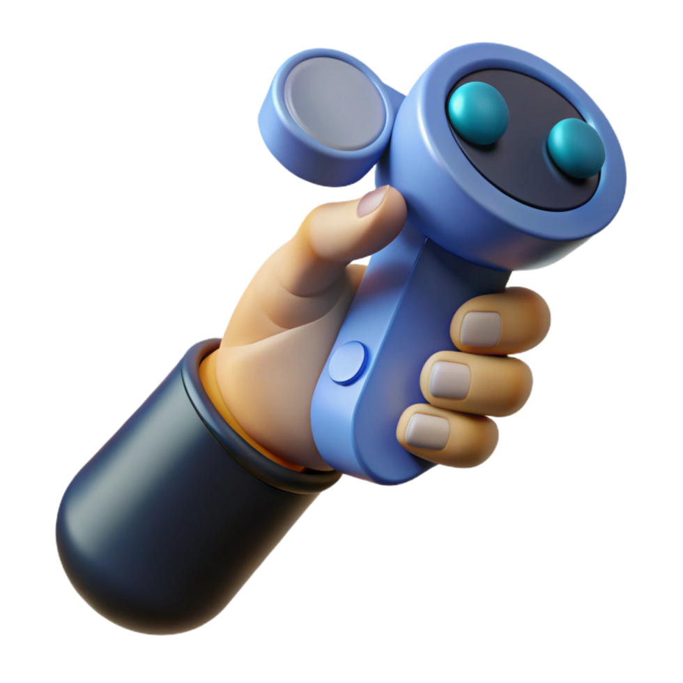 vibrant rustic A virtual reality controller, held in a hand hand cropped out original png