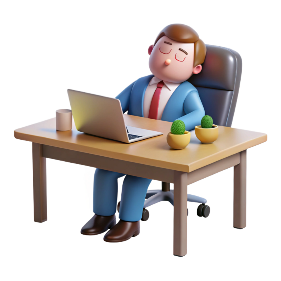 vibrant contemporary Sleeping businessman at a desk desk not visible , authentic png