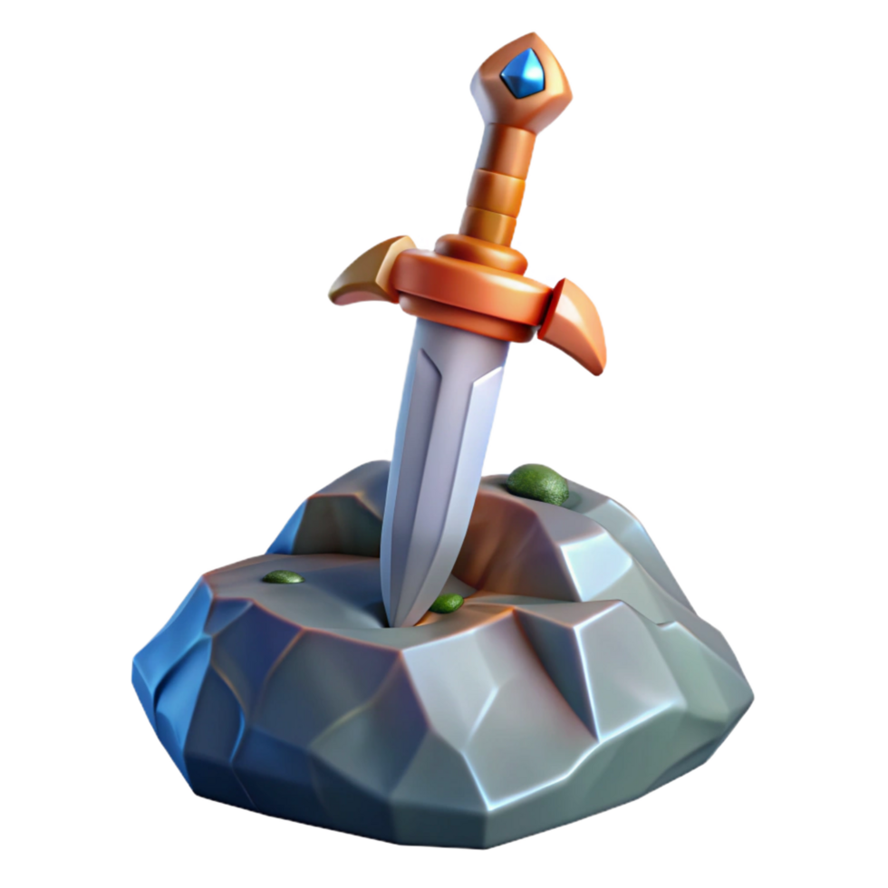 serene minimalist Excalibur, legendary sword, stuck in stone the stone is NOT part of the image , high resolution png