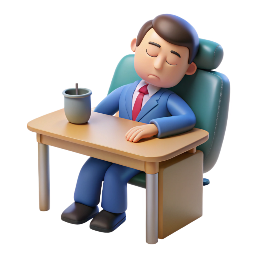 stunning traditional Sleeping businessman at a desk desk not visible , genuine png