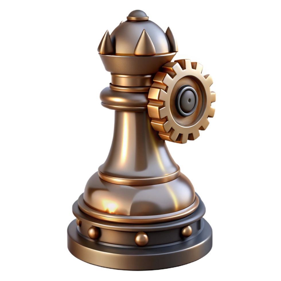 stunning contemporary Steampunk chess piece knight with intricate details and gears genuine png