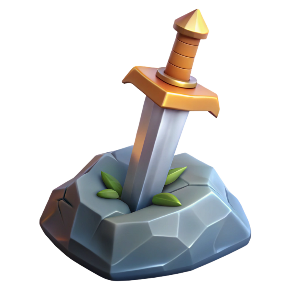 stunning traditional Excalibur, legendary sword, stuck in stone the stone is NOT part of the image , 4K png