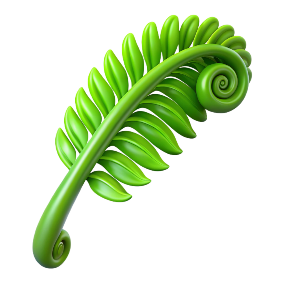 magnificent traditional Green fern frond unfurling high resolution png