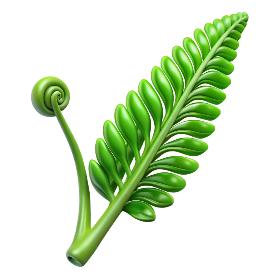 magnificent minimalist Green fern frond unfurling professional png