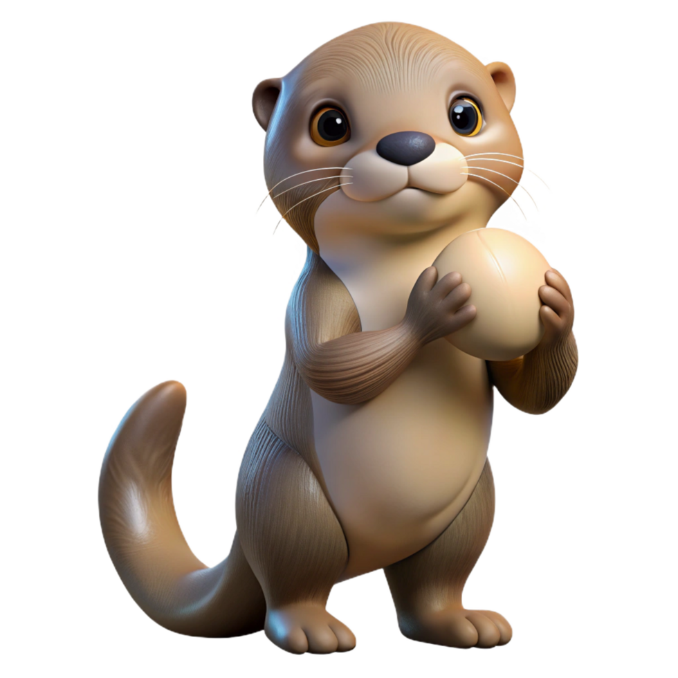 impressive traditional A playful otter, holding a shell shell cropped out genuine png