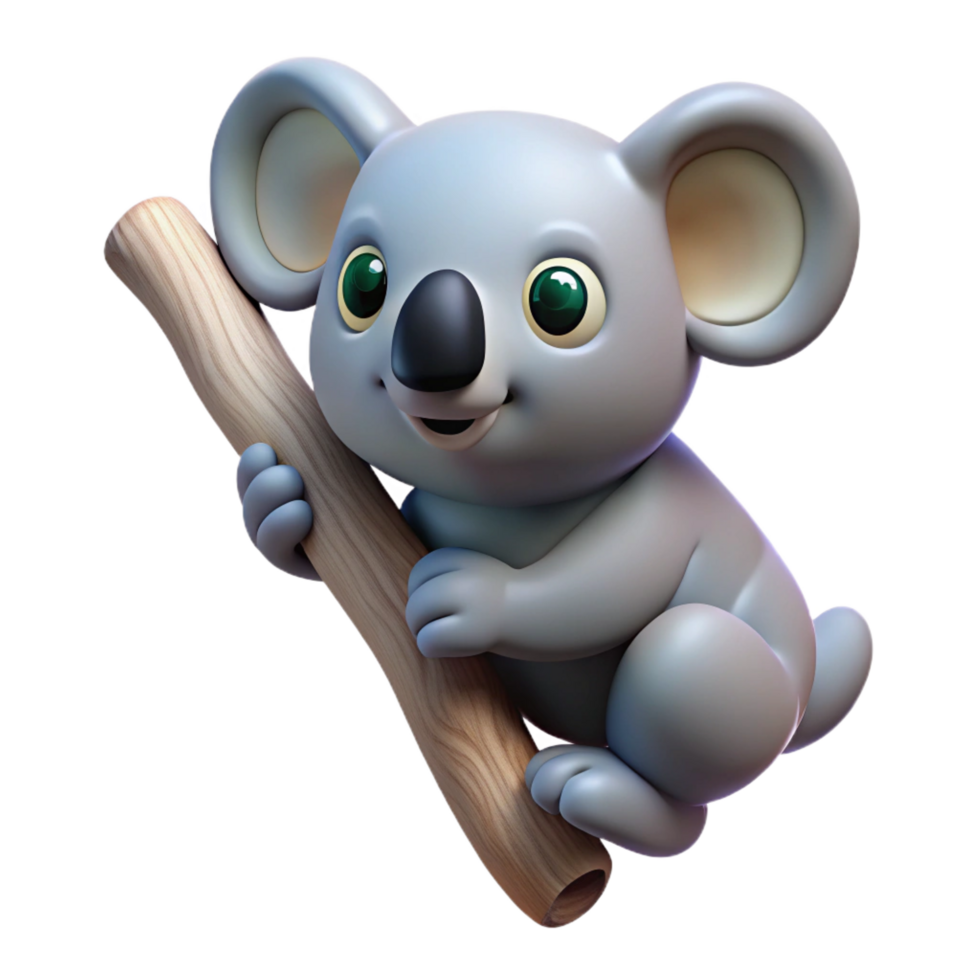 stunning minimalist A koala bear clinging to a branch branch cropped out original png