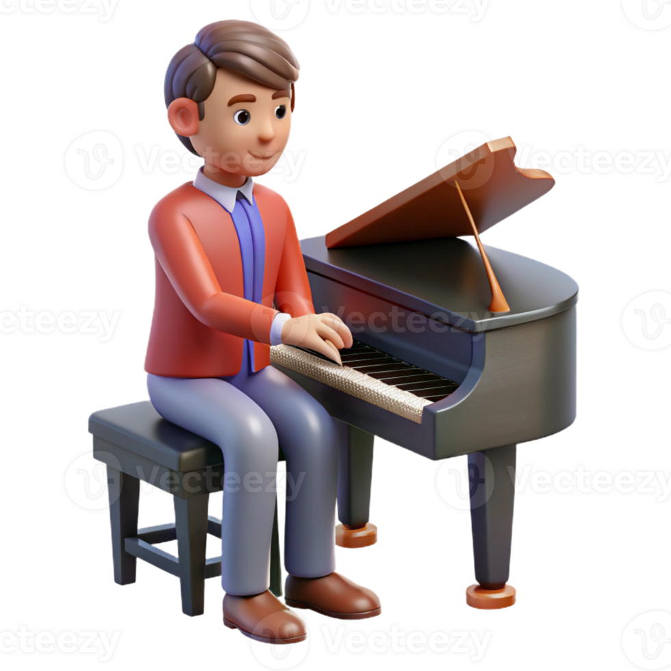 stunning traditional Talented musician playing the piano implied, not shown high quality png