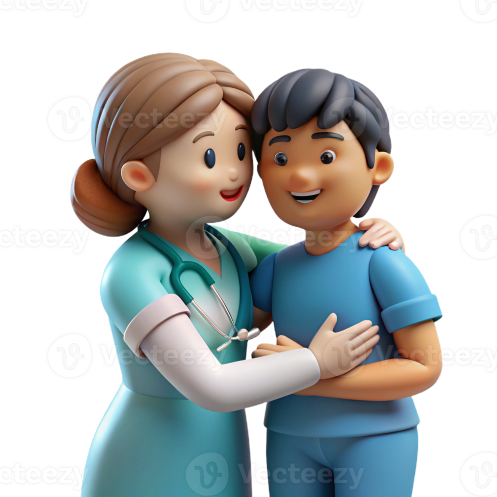 magnificent modern Caring nurse comforting a patient implied, not shown authentic png