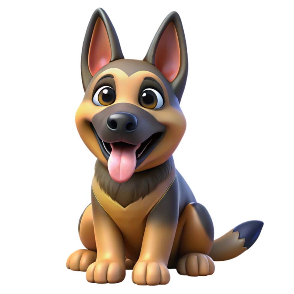 impressive traditional A playful German Shepherd puppy, sitting and panting premium png