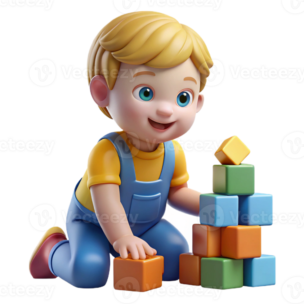 vibrant traditional Playing toddler with building blocks implied, not shown high resolution png