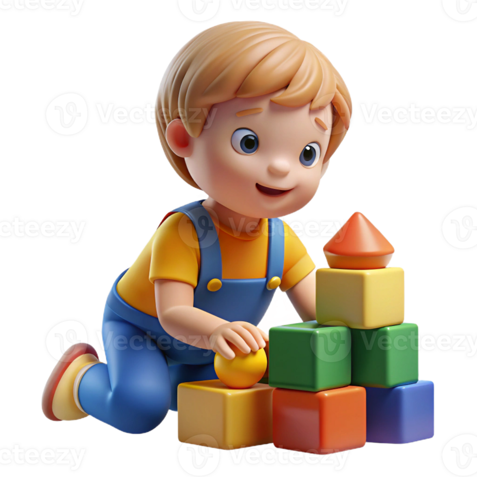 magnificent contemporary Playing toddler with building blocks implied, not shown professional png