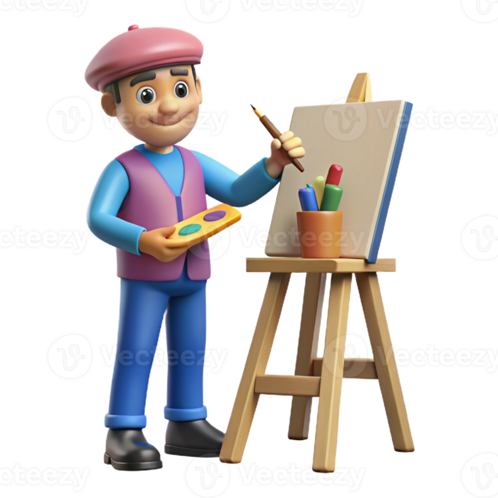 vibrant abstract Creative artist painting on canvas implied, not shown 4K png