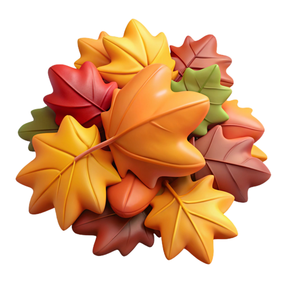 serene artistic Pile of autumn leaves various colors original png