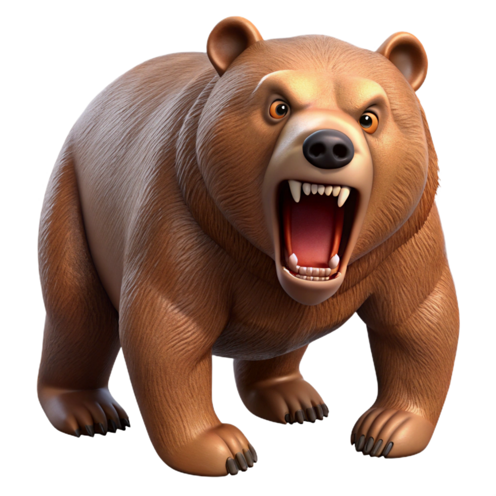 impressive standout A growling grizzly bear NO BACKGROUND with Transparent Background. png