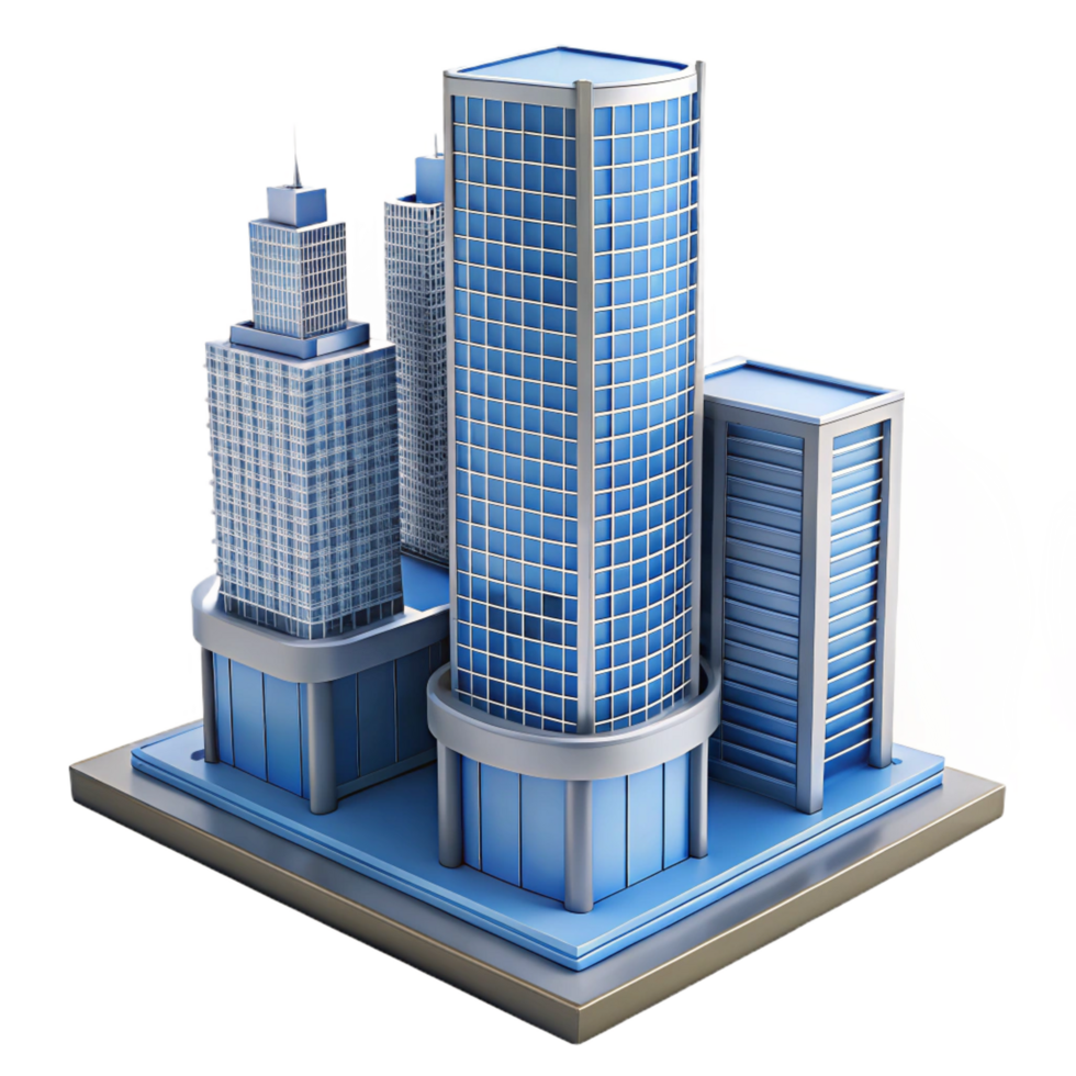 peaceful beautiful Modern skyscraper architectural model NO BACKGROUND with Transparent Background. top-tier png