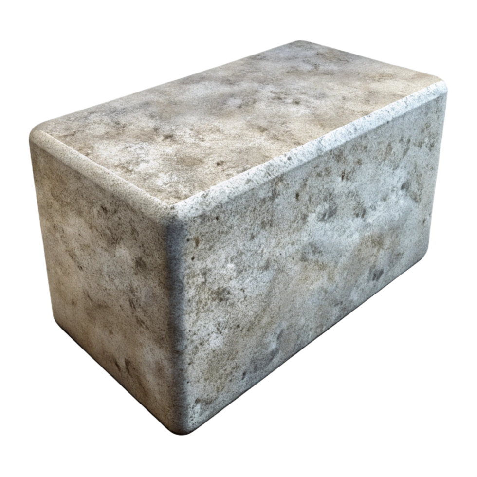 mesmerizing contemporary Concrete block, textured surface, NO BACKGROUND with Transparent Background. handcrafted png