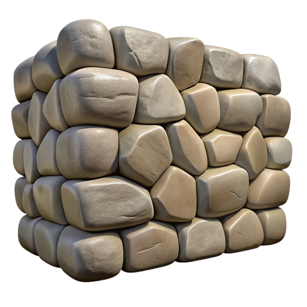 memorable impressionist Stone wall texture closeup, NO BACKGROUND with Transparent Background. exclusive png