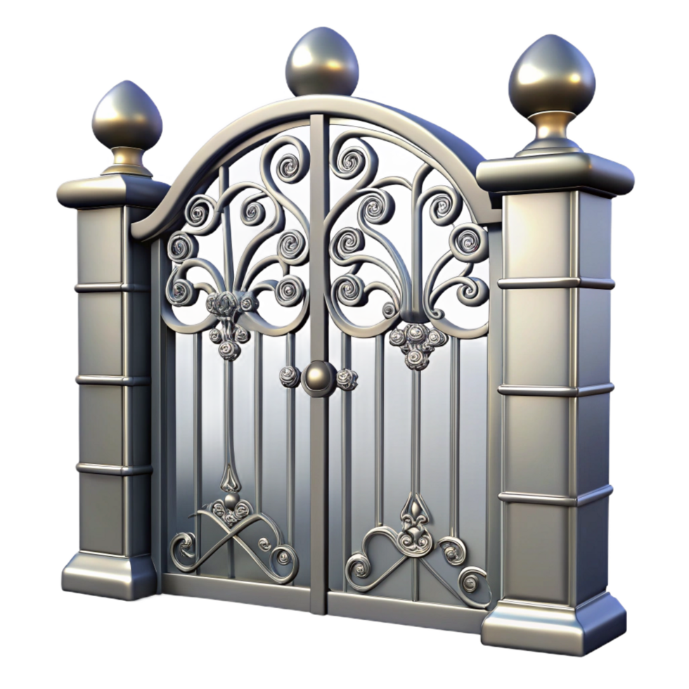 passionate striking Metal gate, decorative design, NO BACKGROUND with Transparent Background. genuine png