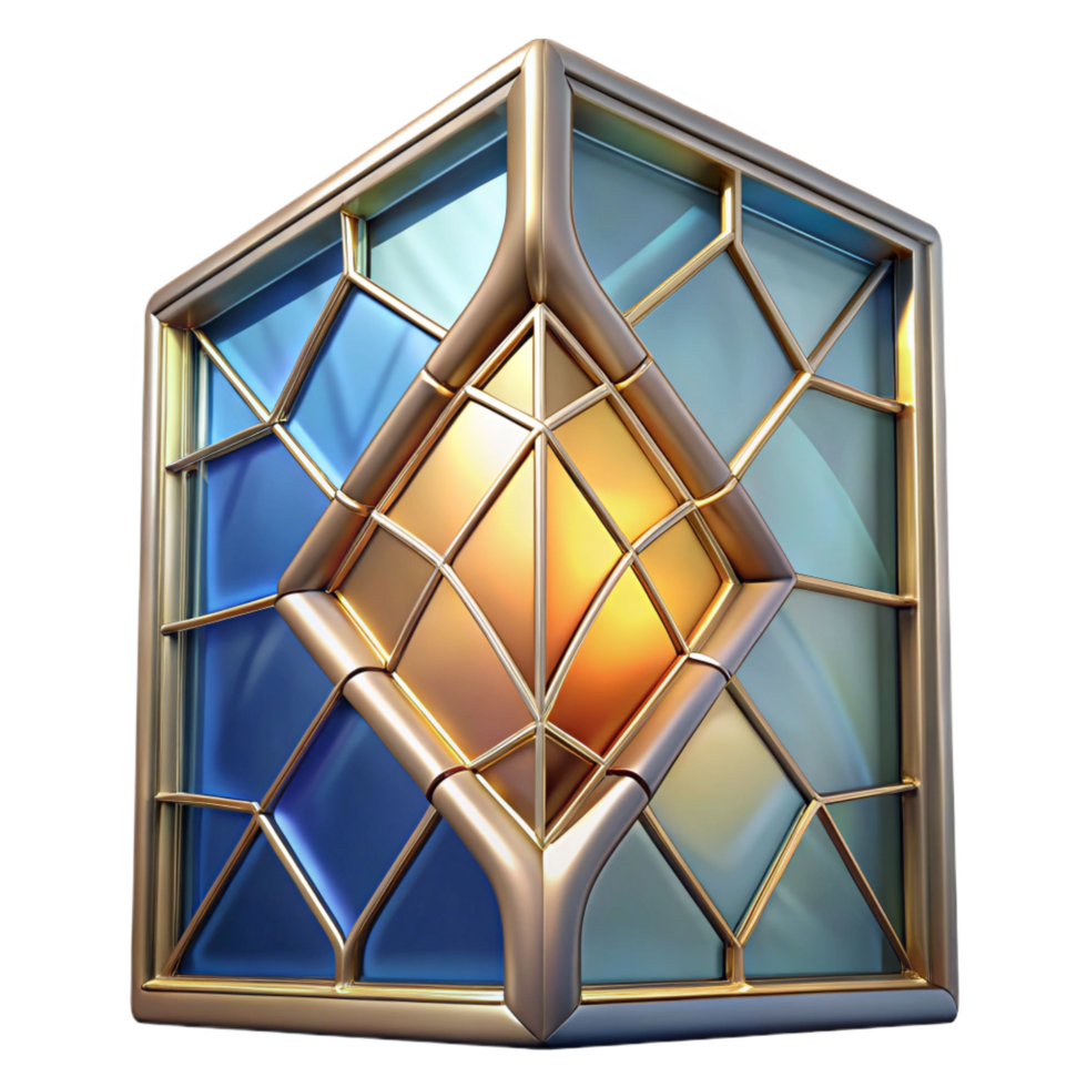 stunning avant-garde Stained glass window panel, abstract design, NO BACKGROUND with Transparent Background. authentic png
