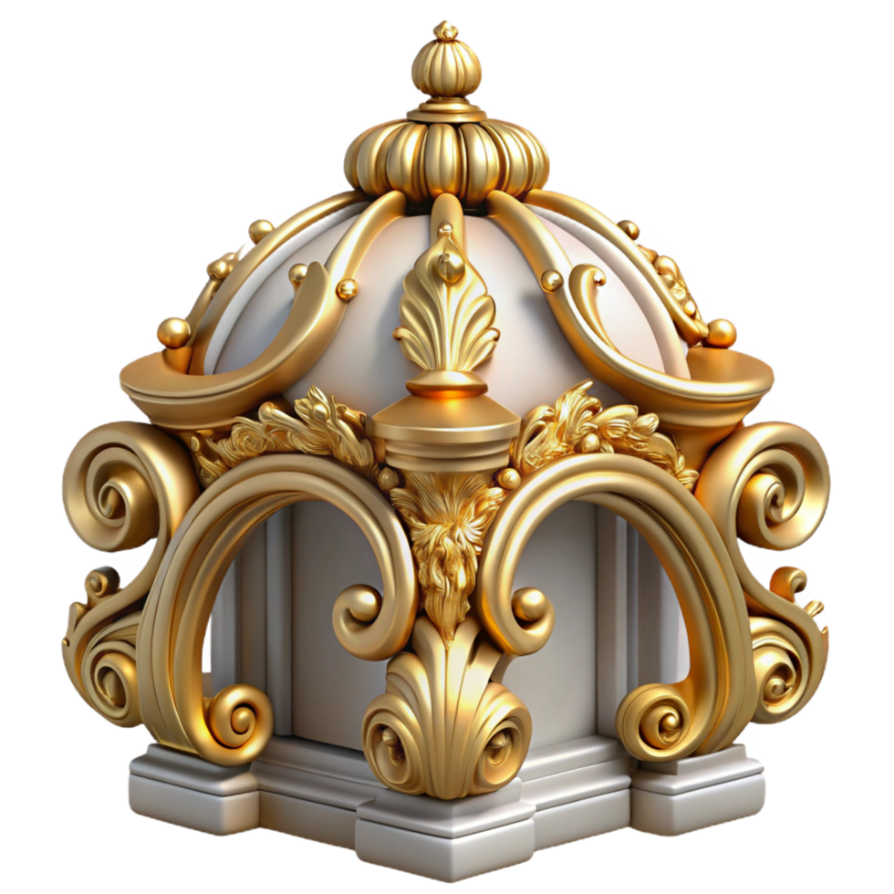 rare retro Baroque building ornament, gilded, elaborate, NO BACKGROUND with Transparent Background. fine detail png