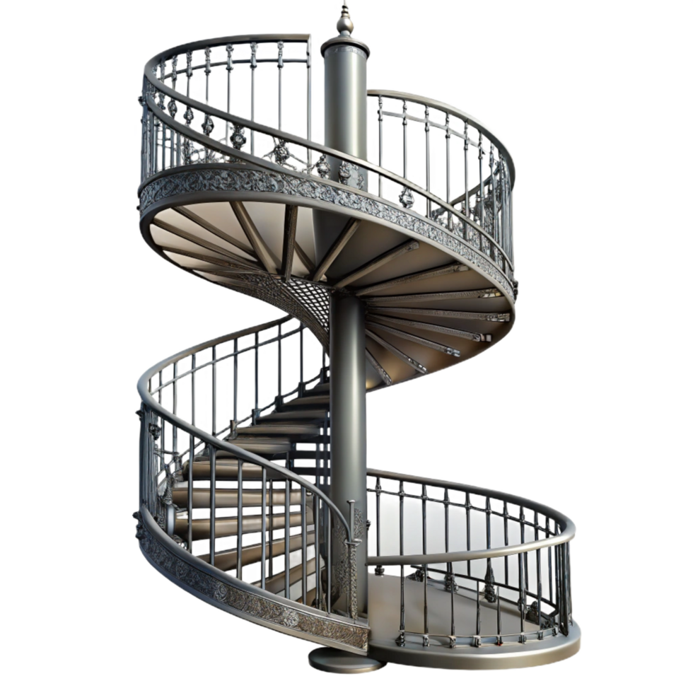 gorgeous inspired Spiral staircase, iron, intricate design, NO BACKGROUND with Transparent Background. png