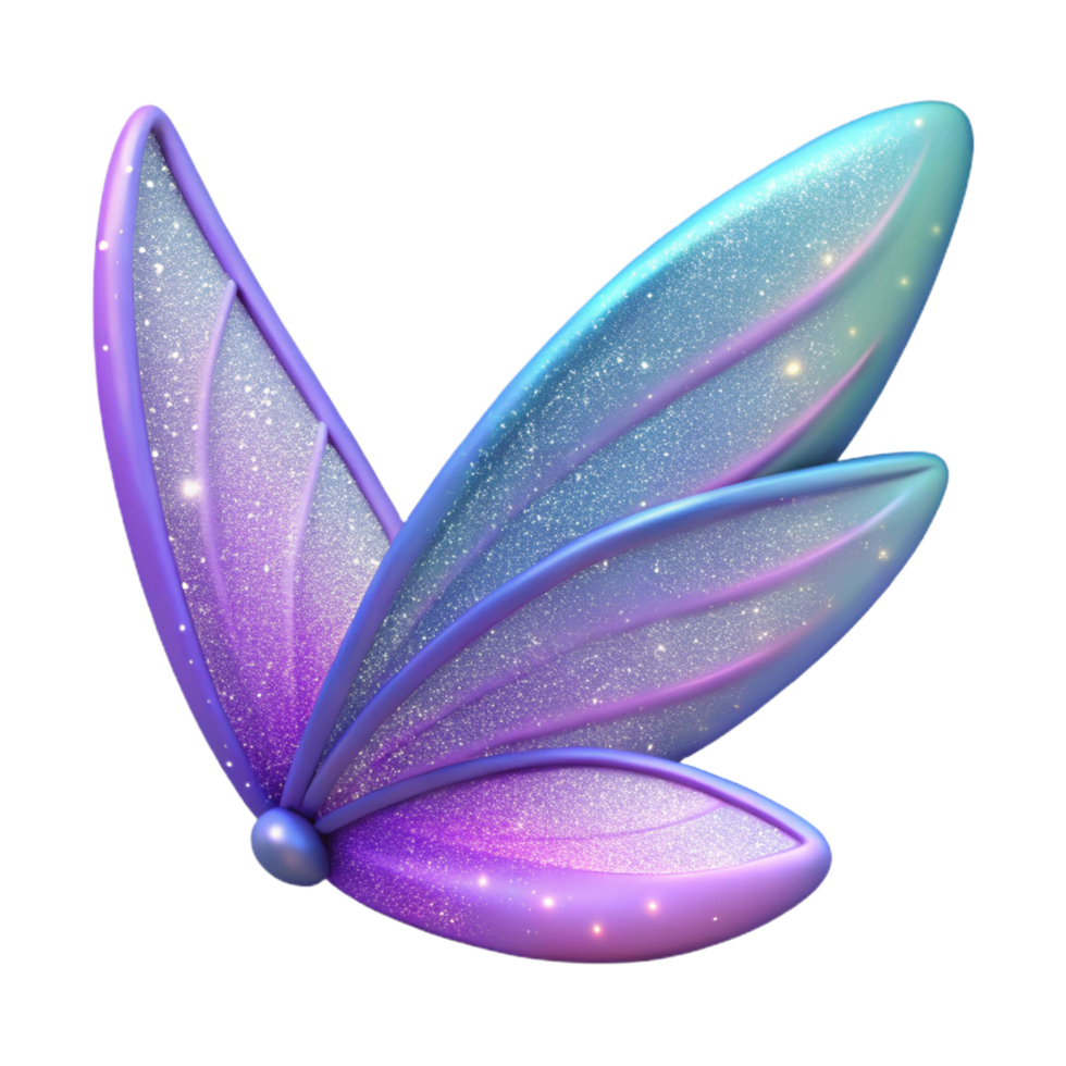 peaceful elegant A stylized fairy wing, with glittering dust. NO BACKGROUND with Transparent Background. high resolution png