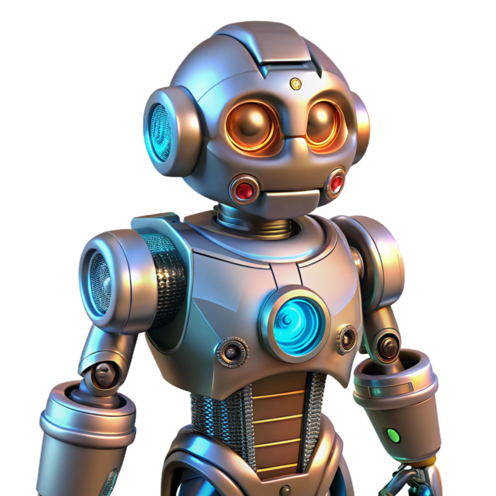 impressive unparalleled Robot with intricate mechanical details and glowing accents NO BACKGROUND with Transparent Background. Just the robot itself, no specific part png