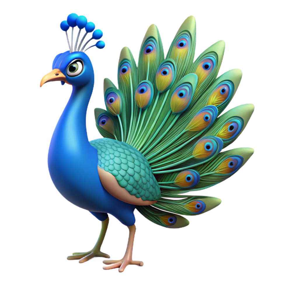 mysterious extraordinary A strutting peacock with tail feathers displayed NO BACKGROUND with Transparent Background. 8K png