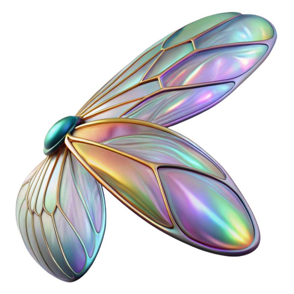 pristine dreamy art deco Alien insect wing with iridescent colors and delicate veins NO BACKGROUND with Transparent Background. top-tier png