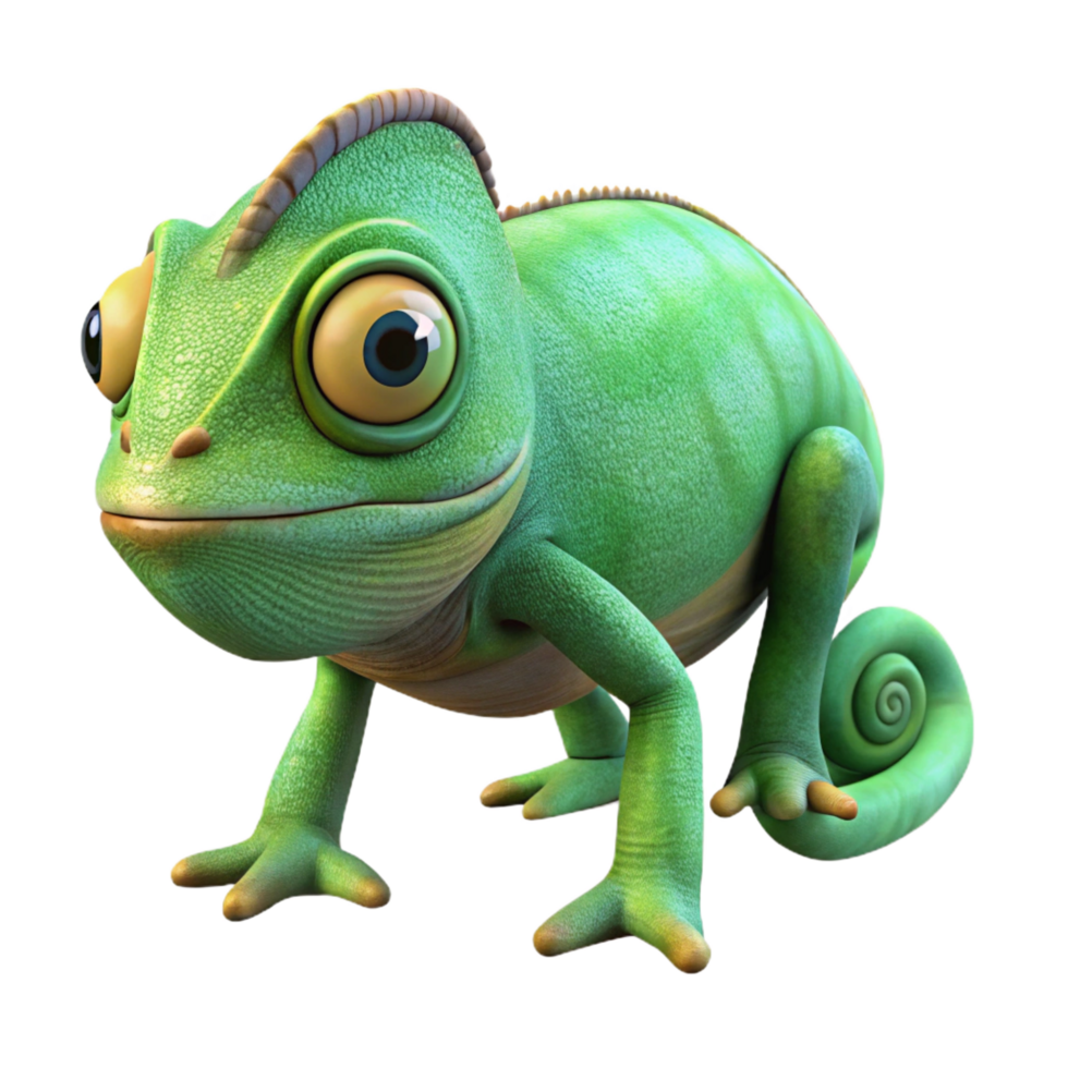 joyful stunning A camouflaged chameleon. NO BACKGROUND with Transparent Background. refined png