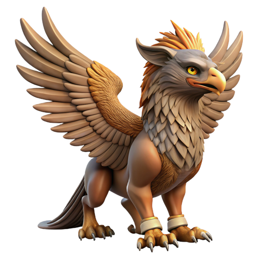 majestic coastal A majestic griffin, wings spread, detailed feathers, sharp talons. NO BACKGROUND with Transparent Background. flawless png