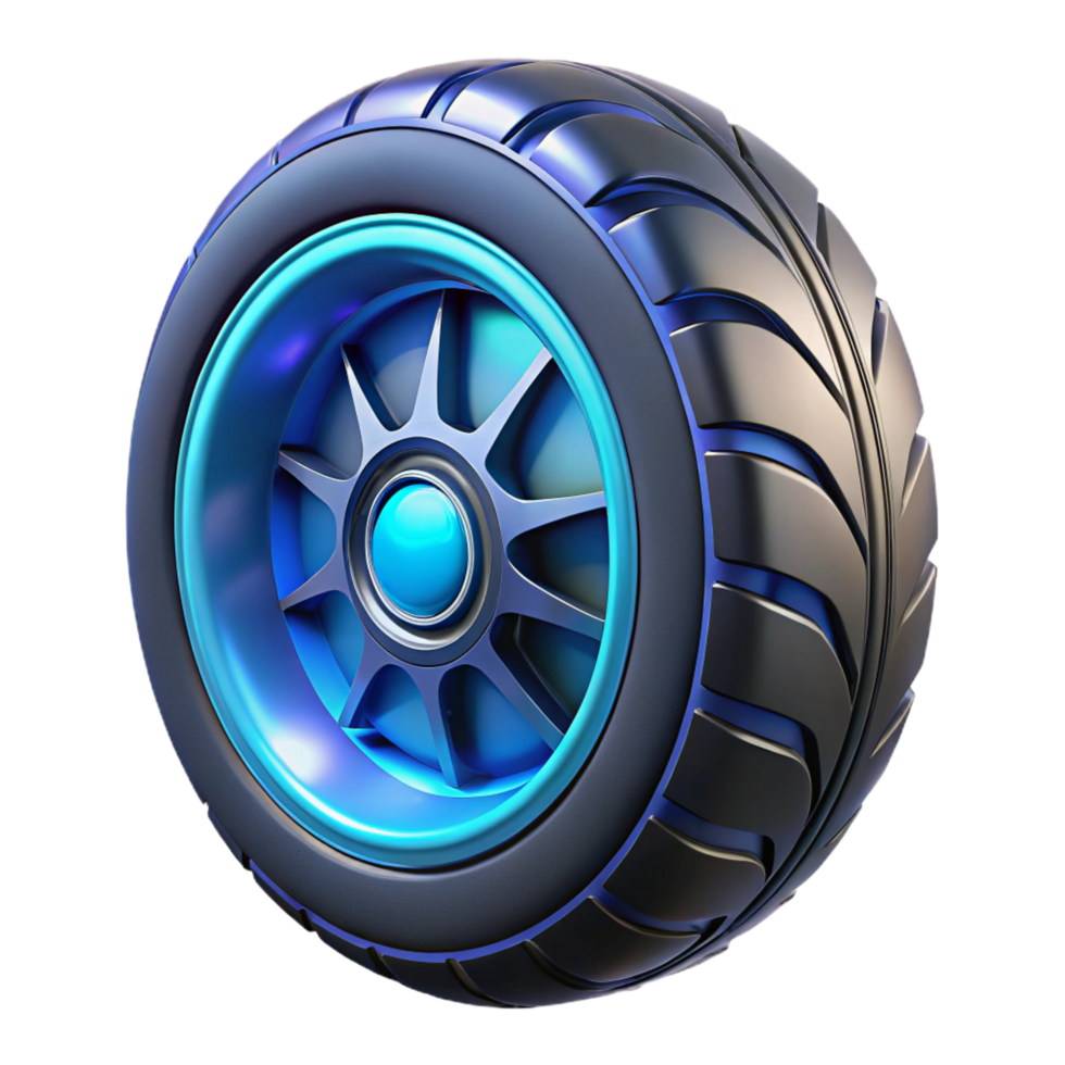 stunning memorable Futuristic vehicle tire with magnetic levitation technology. NO BACKGROUND with Transparent Background. png