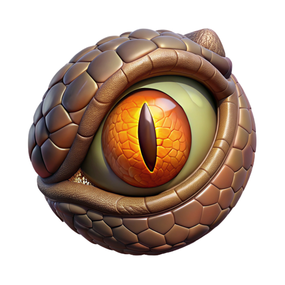 mesmerizing art deco A menacing dragon eye, reptilian slit pupil. NO BACKGROUND with Transparent Background. expertly shot png