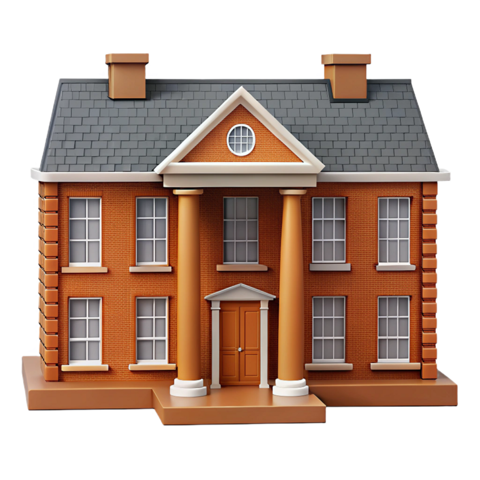 serene harmonious vintage Georgian townhouse facade, brick, symmetrical, NO BACKGROUND with Transparent Background. masterfully captured png