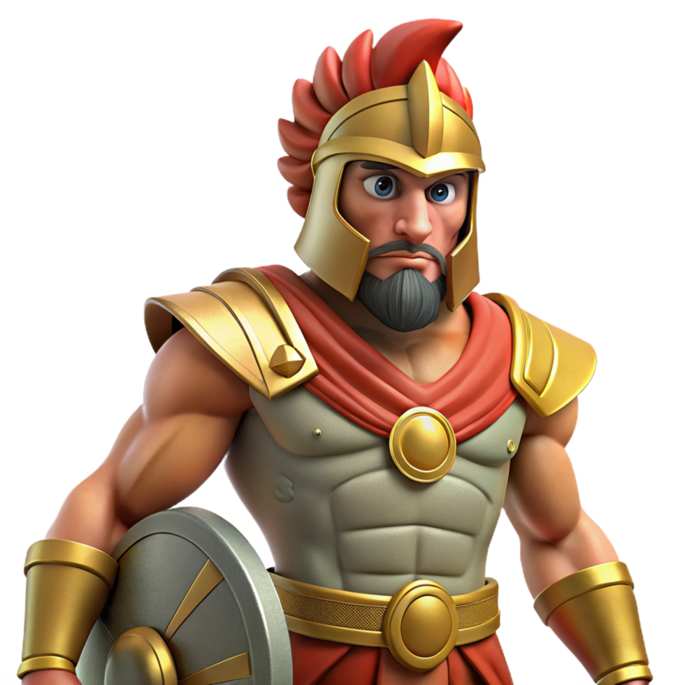stunning futuristic Ares, God of War, battle-ready, NO BACKGROUND with Transparent Background. luxury png