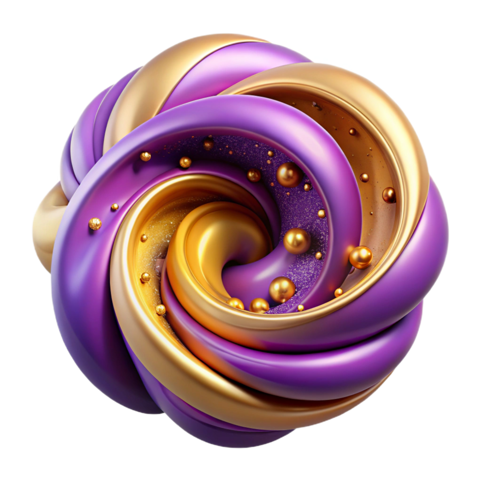 pristine surreal A swirling vortex of vibrant purple and gold particles. NO BACKGROUND with Transparent Background. masterfully captured png