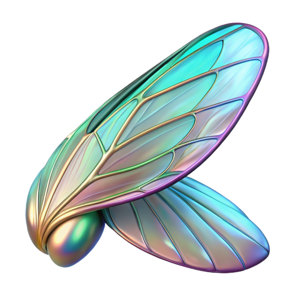 impressive avant-garde Alien insect wing with iridescent patterns NO BACKGROUND with Transparent Background. gallery standard png