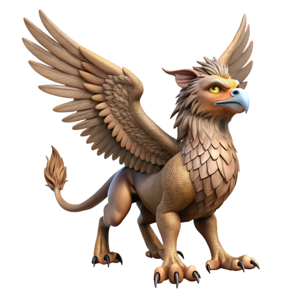 quintessential nordic A majestic griffin, wings spread, talons outstretched. NO BACKGROUND with Transparent Background. sharp png