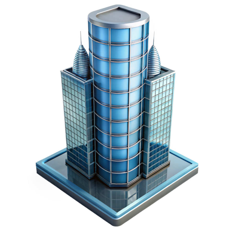 serene victorian Modern skyscraper, glass and steel, NO BACKGROUND with Transparent Background. ultra HD png