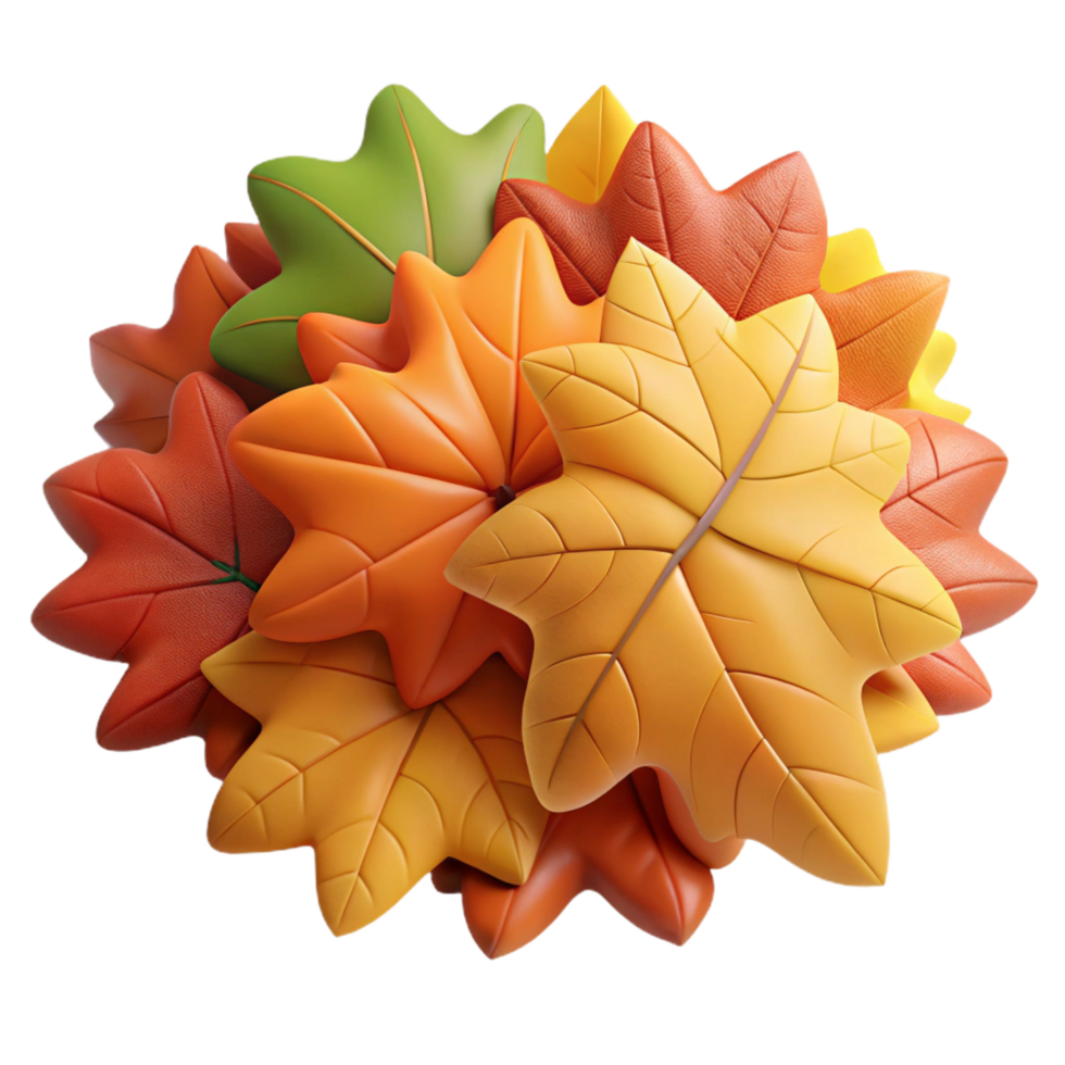 spectacular unforgettable Pile of colorful autumn leaves cropped close NO BACKGROUND with Transparent Background. png