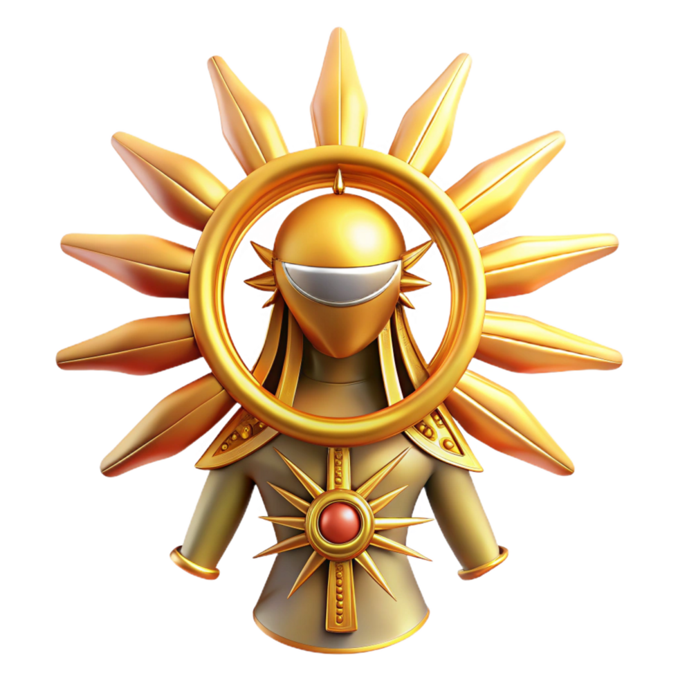 melancholic stunning Ra, Egyptian Sun God, powerful and radiant, NO BACKGROUND with Transparent Background. artisan png
