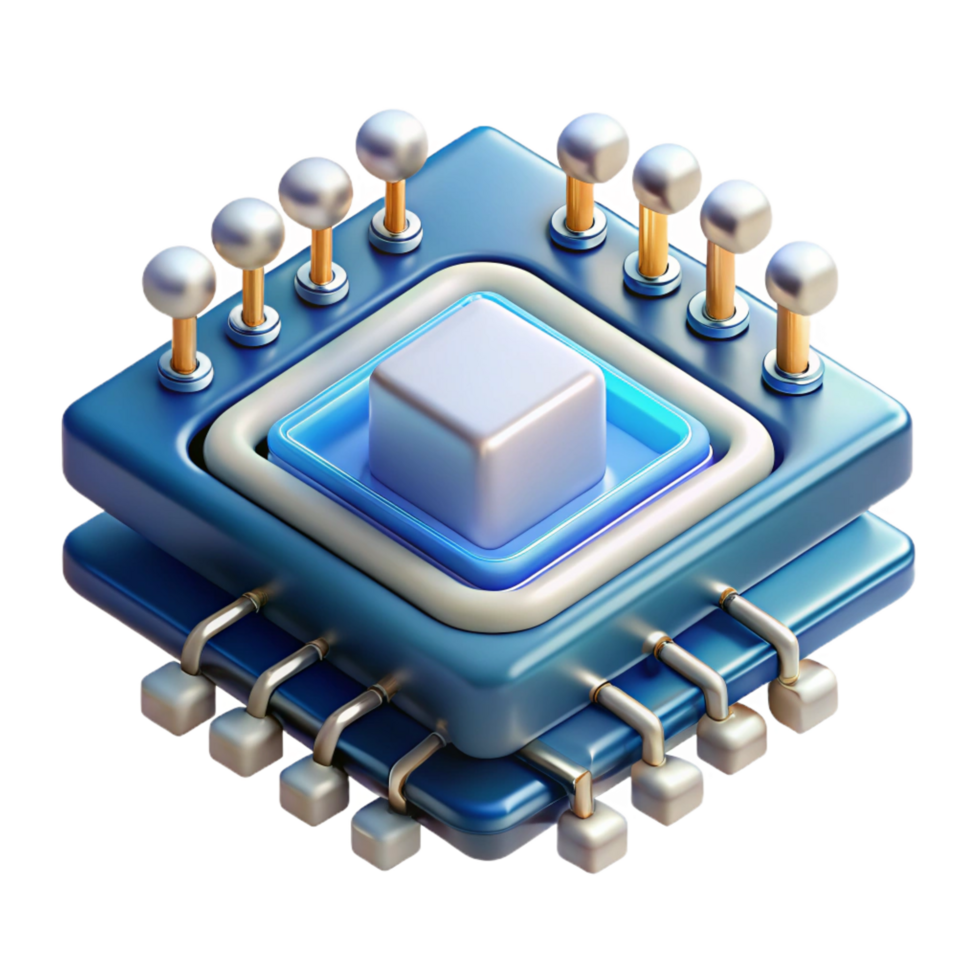 romantic spectacular Quantum computer processor with superconducting circuits, NO BACKGROUND with Transparent Background. premium png