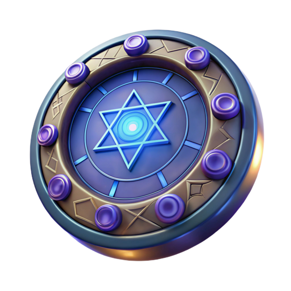 reflective alluring A stylized magic circle, with glowing runes. NO BACKGROUND with Transparent Background. crisp png