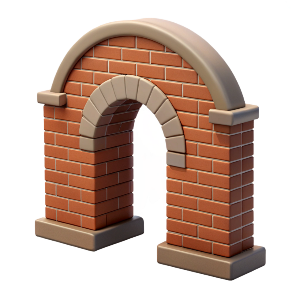 rare art deco Brick arch, keystone, NO BACKGROUND with Transparent Background. refined png