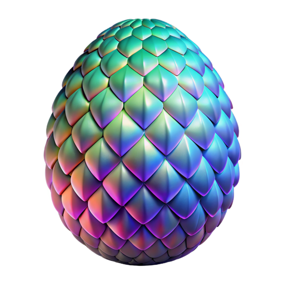 signature baroque A fierce dragon egg, scales shimmering with iridescent colors. NO BACKGROUND with Transparent Background. sharp png