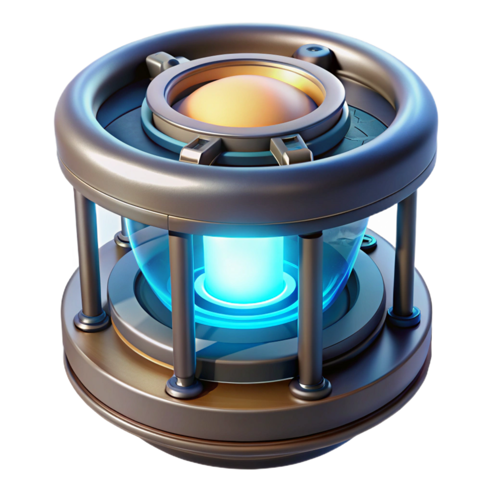 glorious impressionist Artificial gravity generator with glowing core NO BACKGROUND with Transparent Background. high resolution png