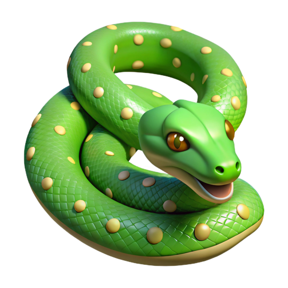iconic coastal A slithering green tree python. NO BACKGROUND with Transparent Background. premium png
